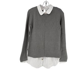 Seraphine Sweater Nursing Maternity Size S Gray Layered Collared Preppy Marianne